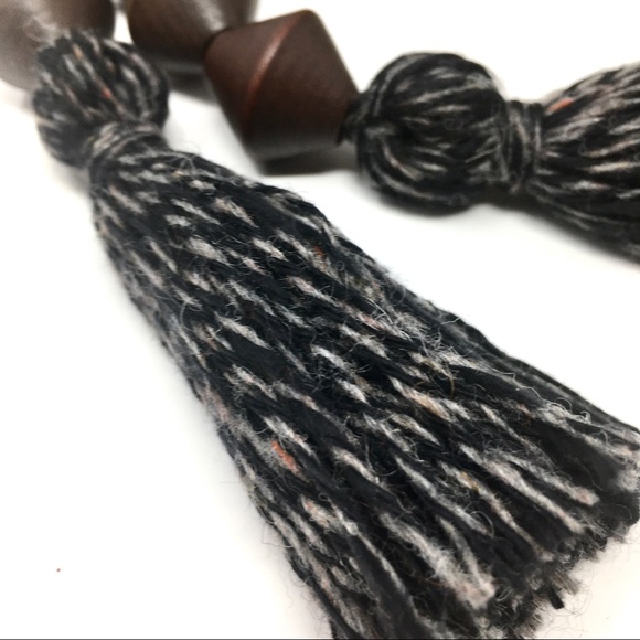 Handcrafted Diamond Shape Dark Wood Bead Tassel Farmhouse Bohemian Style Garland - Picture 12 of 16